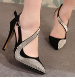 STYLISH BLACK LADIES SHOE WITH STONE WORK-SI1900