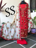 RAW SILK EMBROIDERED SUIT WITH SELF PRINT RAW SILK DUPATTA FOR WOMEN-JFH02MSP