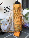 RAW SILK EMBROIDERED SUIT WITH SELF PRINT RAW SILK DUPATTA FOR WOMEN-JFH02MSP