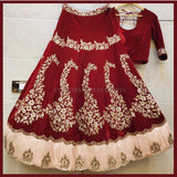 PRESENTING NEW DESIGNER VELVET LAHENGA CHOLI  UNSTITCHED -SR1031