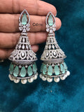 TRENDY STONE EARRINGS IN SILVER FINISH FOR WOMEN -MOE5CDJ350