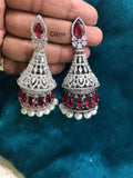 TRENDY STONE EARRINGS IN SILVER FINISH FOR WOMEN -MOE5CDJ350