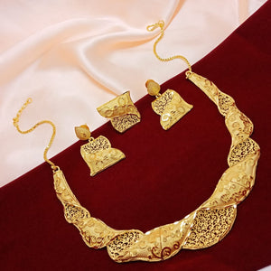 GOLD FORMING NECKLACE SET WITH ADJUSTABLE RING FOR WOMEN -MOEFHJ5B01A