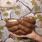 A Beautiful Wooden Finish Ceramic Hand Planter with Pebbles-HD4HDVWFH001