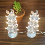 PAIR OF 2 GERMAN SILVER COATED METAL LIGHTING DIYA OF 10 INCHES HEIGHT -SGWSL001