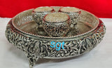 Diwali Special,Antique German Silver washable Lakshmi Design Urli Set with 3 Bowls-NETRSUS001