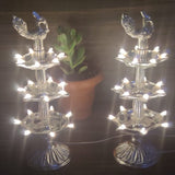 PAIR OF 2 GERMAN SILVER COATED METAL LIGHTING DIYA OF 10 INCHES HEIGHT -SGWSL001