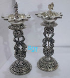 KESARI, PAIR OF 2  ANTIQUE FINISH GERMAN SILVER DEEPAM -SGTSL001K