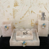 White Resin Bathroom Set with Brooch-SKDBS001W