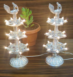 PAIR OF 2 GERMAN SILVER COATED METAL LIGHTING DIYA OF 10 INCHES HEIGHT -SGWSL001