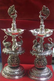 SURABI,  PAIR OF  2 ANTIQUE FINISH GERMAN SILVER DEEPAMS-HDAFD001