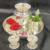 FULL SET GERMAN SILVER POOJA THALI WITH POOJA ARTICLES-SGTPT001