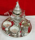 ANTIQUE FINISH GERMAN SILVER MANGAL KALASHA  PUJA SET -SNMKS001