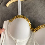 WHITE STATEMENT DAZZLING BUSTIER TOP FOR GIRLS-JBR001B