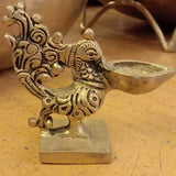 PAIR OF 2 , ANTIQUE FINISH BRASS PEACOCK DIYAS-SGTPD001