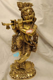 BASURI WALA, ANTIQUE FINISH BRASS LORD KRISHNA STATUE -SNKS001