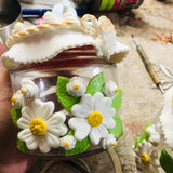 VALLEY OF FLOWERS,  PAIR OF 2  LAMASA CLAY  ART TUMBLERS/CUTE COOKIE JARS  -CLASST001W