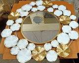 AMRAPALI, GOLD AND WHITE FLORAL WALL DECOR WITH MIRROR-TRENDC001A