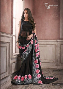 Black Rose Designer Wear Saree for Women
