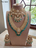 BLUE MERMAID , SEA GREEN KUNDAN RAANI HAAR SET  FOR WOMEN-GARINS001B